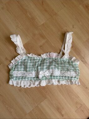 Sugar Thrillz Morning Luxe Mint Gingham Lace Bralette